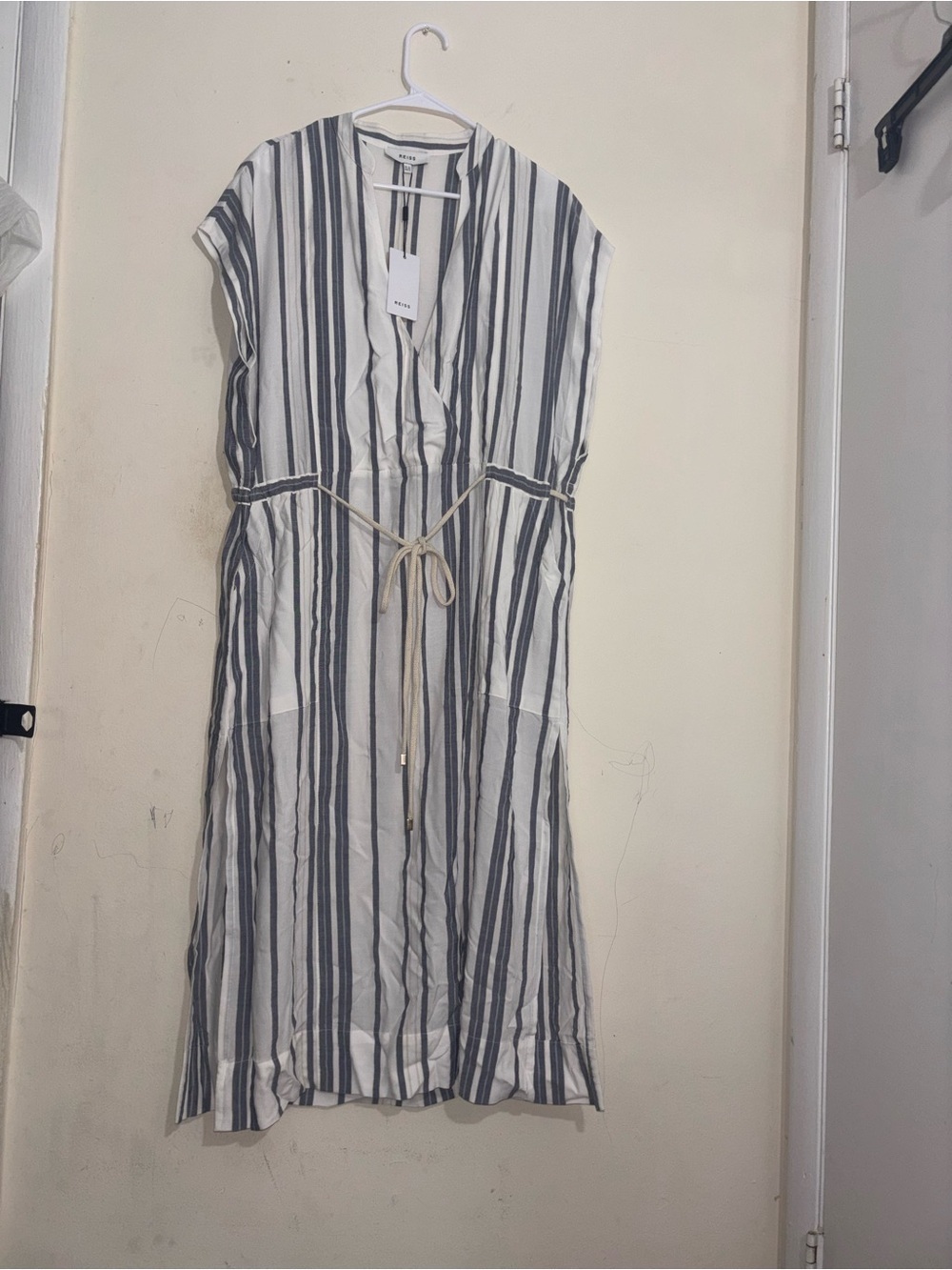 Reiss Ashley Striped Kaftan Midi‎ Dress Size 8
